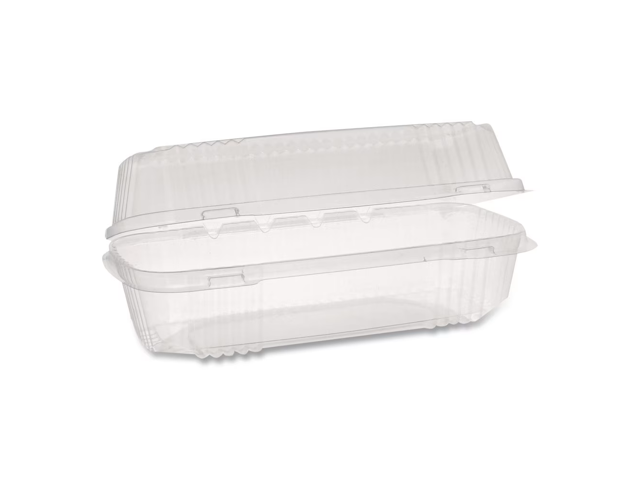 Pactiv ClearView SmartLock Hinged Lid Container - Hoagie Container - 27 oz - 9.3 x 4.5 x 3 - Clear - Plastic - 250/Carton - YCI810490000