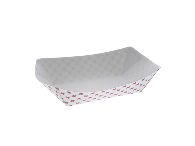 Pactiv Paperboard Food Tray - 3 lb - 7.75 x 5.1 x 2.1 - Red/White - 500/Carton - D3T