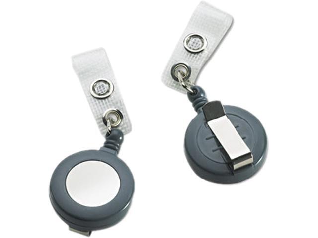 Badgemates Plastic Retractable Name Badge Reel, 23' Extension, Gray, 25/Box