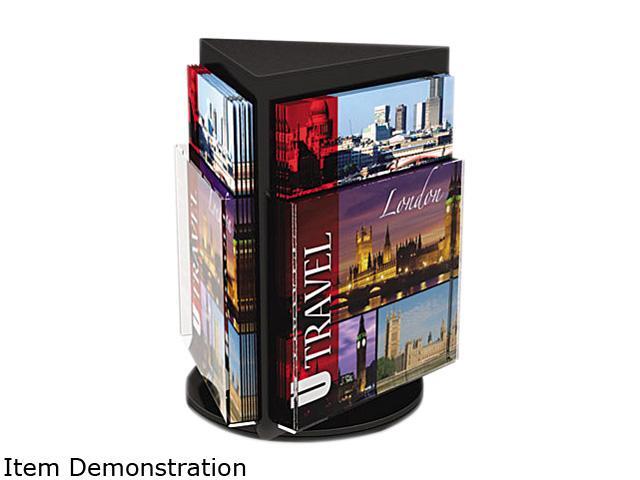 Deflecto Countertop Revolving Literature Racks, 3 Compartments, 10-1/4w x 13h, Black
