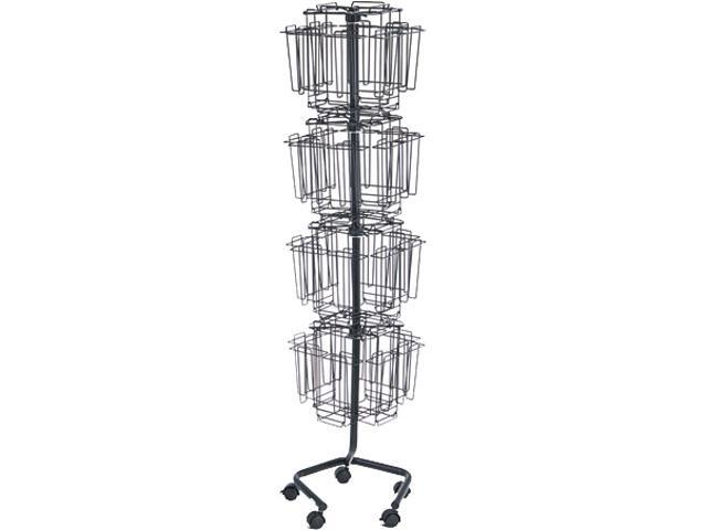 Wire Rotary Display Racks, 32 Compartments, 15w x 15d x 60h, Charcoal