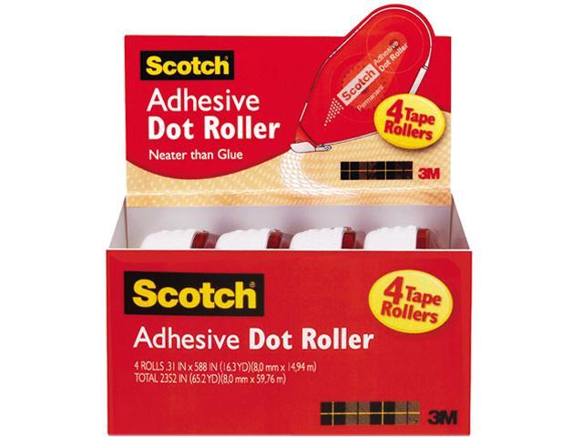 3M 6055BNS Scotch Adhesive Dot Roller Value Pack, 0.3 in x 49 ft., 4/PK