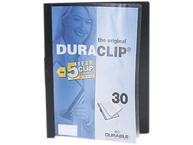 Durable 220301 DuraClip Report Cover w/Clip, Letter, Holds 30 Pages, Clear/Black