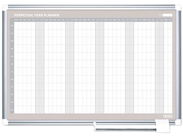 Bi-Silque GA0594830 MasterVision Perpetual Year Planner, 48x36, White/Silver