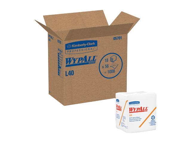 WypAll L40 Disposable Cleaning and Drying Towels (05701), Limited Use Towels, White,18 Packs per Case, 56 Sheets per Pack, 1,008 Sheets Total