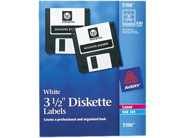 Avery 5196 Diskette Label 630 / Box - Circle - 9/Sheet - Laser, Inkjet - White