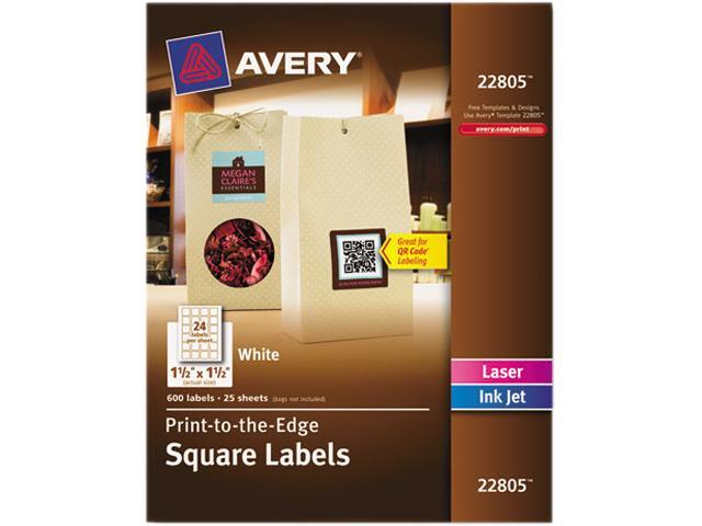 Avery 22805 Multipurpose Label 1.50' Width x 1.50' Length - 1 / Pack - Square - 24/Sheet - Laser, Inkjet - White
