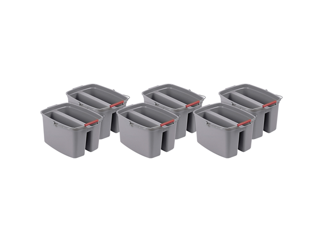 Rubbermaid Commercial 262888GYCT Double Pail - 19 Quart - Handle - 17.8' - Plastic - Gray - 6 / Carton