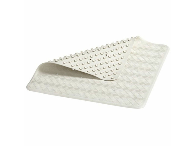 Rubbermaid Commercial Safti Grip Bath Mats - Bathroom - 28' Length x 16' Width - Rectangular - Textured - Rubber - White - 12 / Carton - 1982726CT