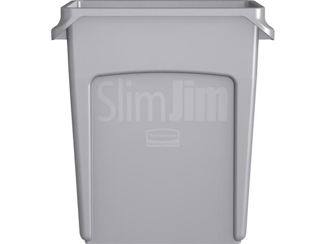 Rubbermaid Commercial 1971258CT Slim Jim Vented Container - 16 gal Capacity - Plastic - Gray - 25' Height x 11' Width - 4 / Carton