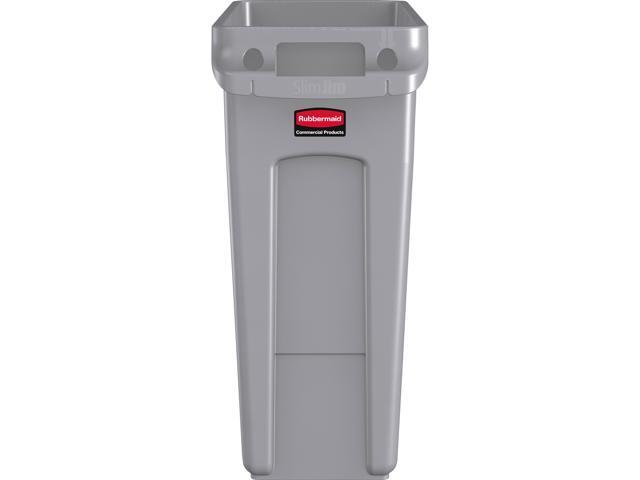 Rubbermaid Commercial 1971258CT Slim Jim Vented Container - 16 gal Capacity - Plastic - Gray - 25' Height x 11' Width - 4 / Carton