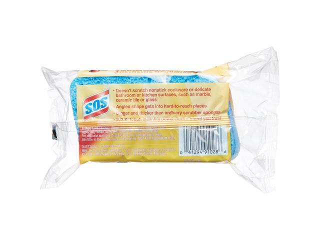SOS All Surface Scrubber Sponge, 2.5 x 4.5, 0.9' Thick, Dark Blue, 3/Pack, 8 Packs/Carton COX91028CT
