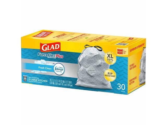 Glad ForceFlexPlus X-Large Kitchen Drawstring Bags - Fresh Clean with Febreze Freshness - 6Box/Carton - 30 Per Box 78913CT