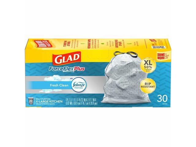 Glad ForceFlexPlus X-Large Kitchen Drawstring Bags - Fresh Clean with Febreze Freshness - 6Box/Carton - 30 Per Box 78913CT