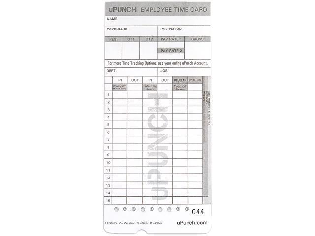 uPunch HN4000 Time Cards for Use with the HN4000 Time Clock - 2 pack (100 cards)