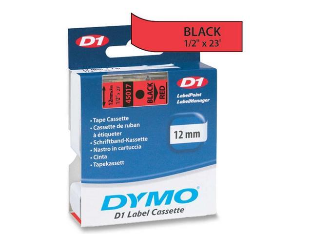 Dymo D1 Permanent Polyester Tape, 1/2', Black Print on Red