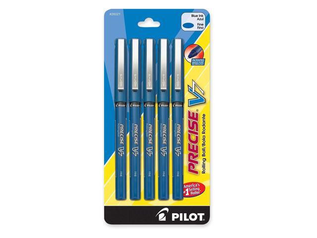 Pilot 26021 Precise V7 Rollerball Pen, Fine Pen Point Type - 0.7 mm Pen Point Size - Blue Gel-based Ink - Blue - 5/Pack