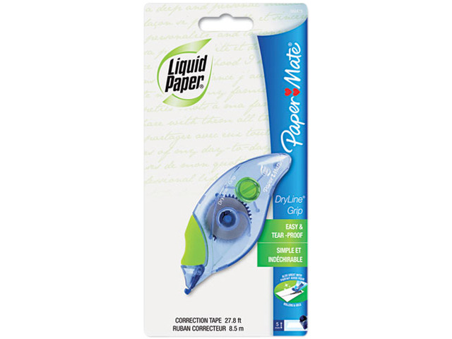 Paper Mate Liquid Paper 660415 DryLine Grip Correction Tape, Non-Refillable, 1/5' x 335'