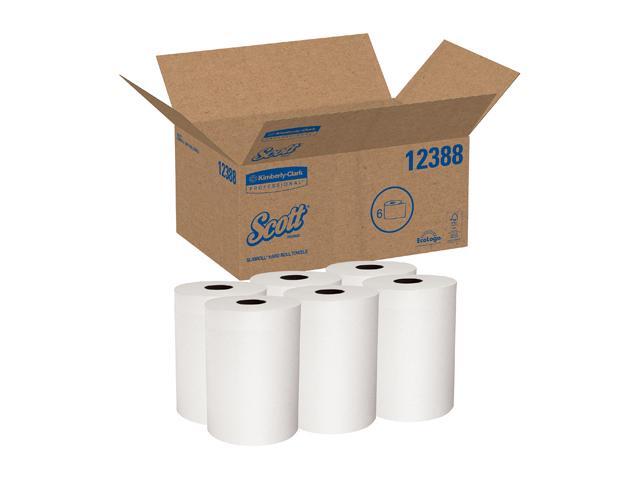 Scott Control Slimroll Hard Roll Paper Towels (12388) with Fast-Drying Absorbency Pockets, White, 6 Rolls / Case, 580' / Roll