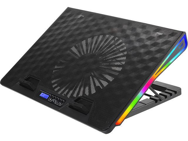 Rosewill RGB Laptop Cooling Pad, Gaming Laptop Cooler for 12-17 Inch Laptops, Big Quiet Fan, LCD Control Panel, Adjustable Angles, Lighting Modes, 6 Fan Speeds, 2 USB Ports - (RWNB17C)