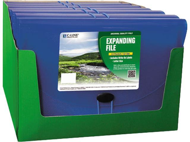 C-line 48315 13-Pocket Biodegradable Expanding File, Letter, Blue