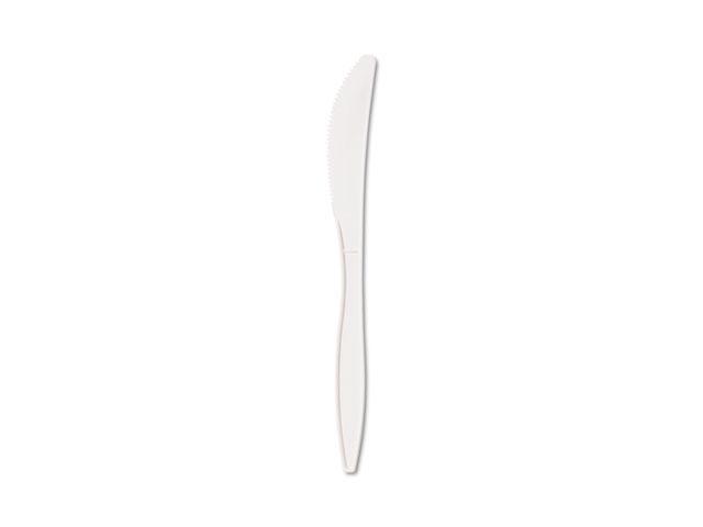 Boardwalk YFW-KW Mediumweight Polypropylene Cutlery, Knife, White, 1000/Carton