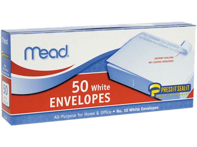 Mead 75024 Press-it Seal-it Business Envelope, 4 1/8 x 9 1/2, 20 lb, White, 50/Box