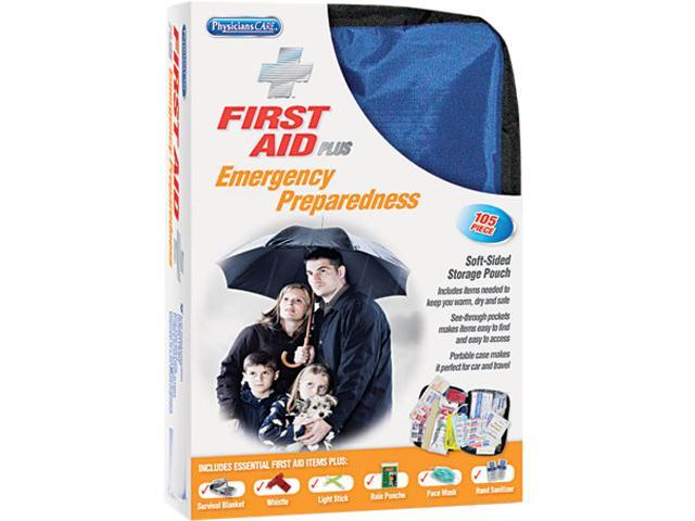 PhysiciansCare 90168 Soft Sided First Aid Kit, Plus Emergency Preparedness Items, 105 Pieces