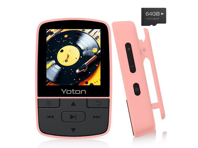 YOTON MP3 Player with Bluetooth 5.2, 64GB Storage Included, Mini Size, HiFi Music, with Sports Clip, Independent Volume Control, FM Radio, Includes...