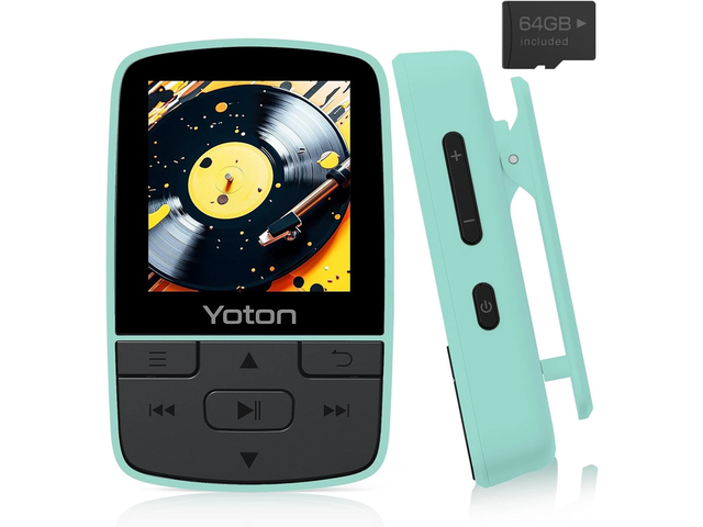 YOTON MP3 Player with Bluetooth 5.2, 64GB Storage Included, Mini Size, HiFi Music, with Sports Clip, Independent Volume Control, FM Radio, Includes...