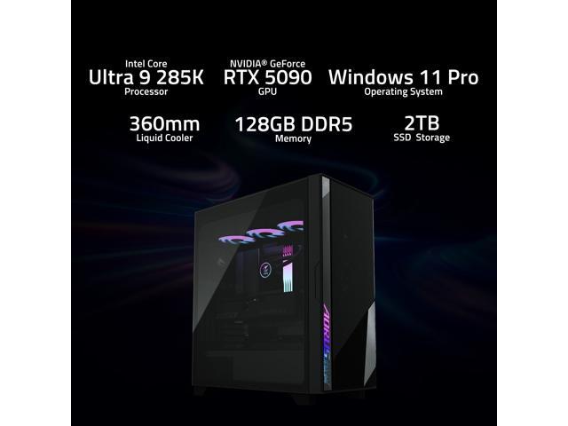 GIGABYTE AI TOP 100 Z890 Desktop PC, Intel Core Ultra 9 285K, GIGABYTE RTX 5090, 128GB DDR5, 2TB + 320GB SSD, Windows 11 Pro, Black