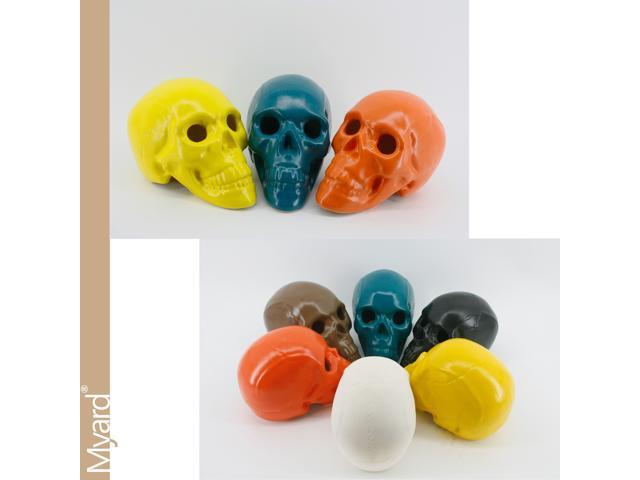 Myard Glaze Enamel Ceramic Fireproof Fire Skull Log for Gas or Wood Fireplace Fire Pit Campfire Bonfire Halloween Horror Decor (Qty 1, Brown)
