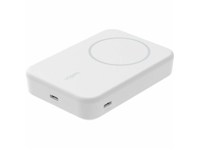 Belkin BoostCharge Pro Magnetic Power Bank with Qi2 15W 10K - 10000 mAh - 2 x USB - White - BPD008btWH