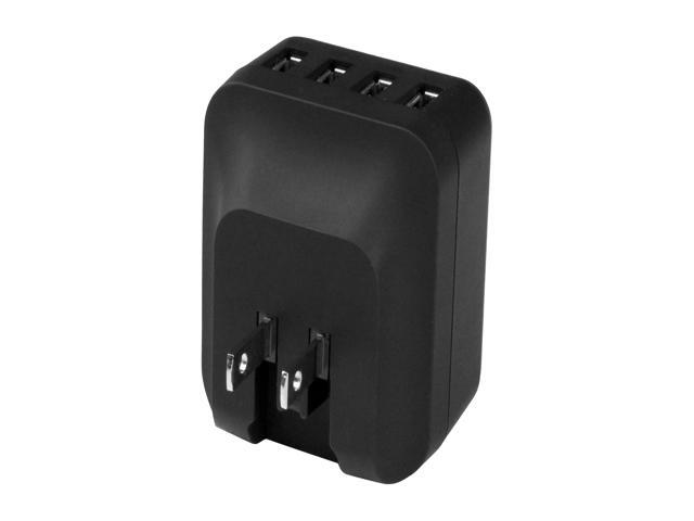 StarTech Travel 4 Port USB Wall Charger with International Power Adapter (USB4PACBK)