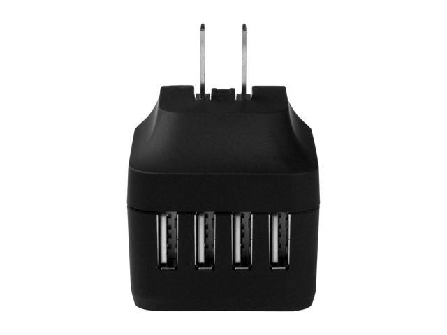 StarTech Travel 4 Port USB Wall Charger with International Power Adapter (USB4PACBK)