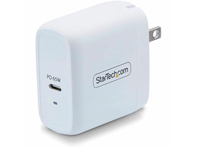 StarTech 65W USB-C Laptop Charger - GaN Charger with Power Adapter Brick - - Up to 65W of USB-C PD 3.0/2.0 - 1065NW-WALL-CHARGER