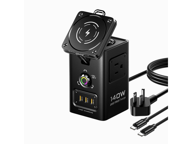PISEN 140W GaN Qi2 MagSafe wireless 8-in-1 charging stastion (KF27/ Black)