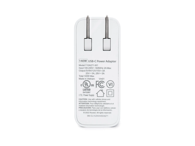 Rocstor 140W Smart USB-C Power Adapter Y10A271-W1