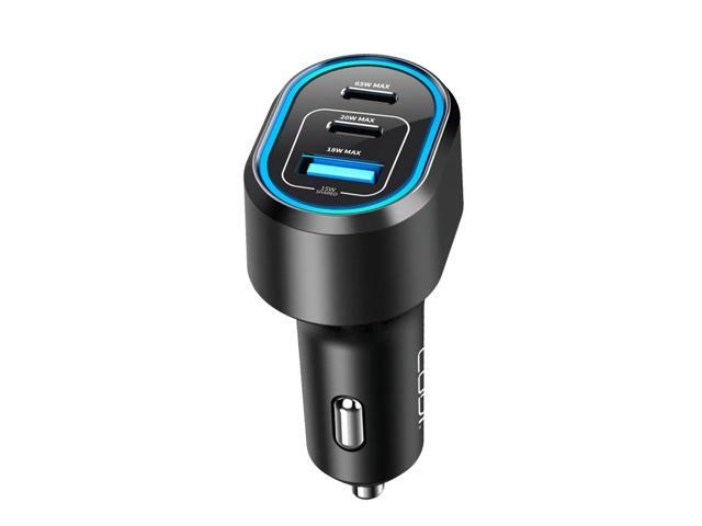 CODi 65W Triple Port USB-C Car Charger with Dual USB-C & USB-A, Power Delivery & Fast Charging