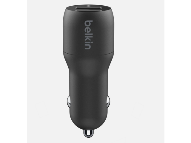 BELKIN CCD001BT1MBK Black BOOST CHARGE Dual USB-A Car Charger 24W + USB-A to Lightning Cable