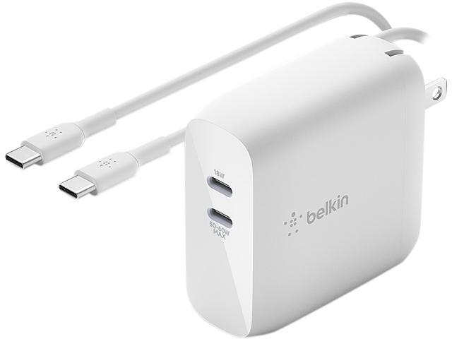 BELKIN WCH003DQ2MWH-B6 White BOOST CHARGE Dual USB-C GaN Wall Charger 68W + USB-C Cable