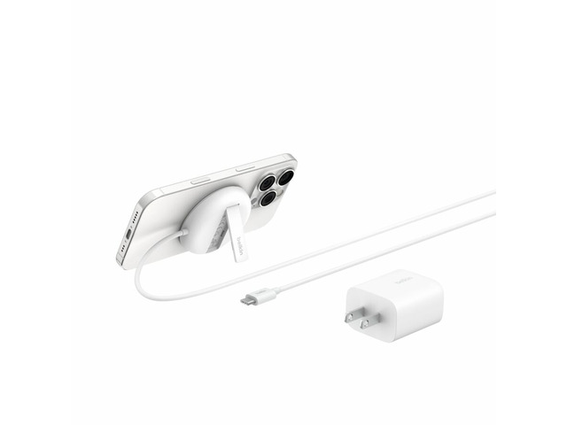 Belkin 15W Wireless Magnetic Charging Pad w/ Qi2 for iPhones & Airpods - Fast Charge - Portable Charger - White - WIA011ttWH