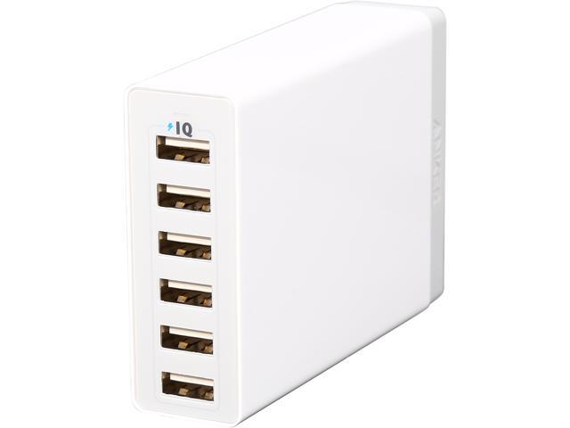 Anker 60W 6-Port Family-Sized Desktop USB Charger with PowerIQ Technology for iPhone, iPad, Samsung, Nexus, HTC, Nokia, Motorola and More (White)