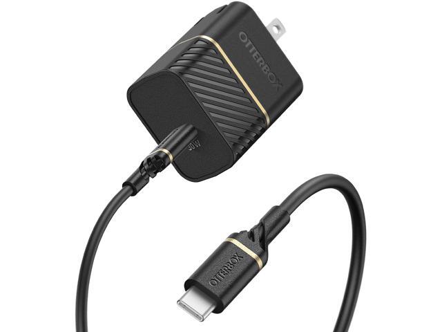 OtterBox Fast Charge, USB-C to USB-C cable and Wall Charger, 30W, Black