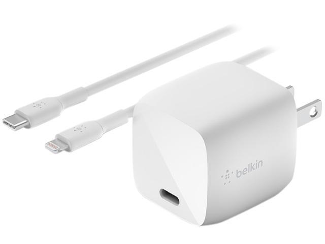 BELKIN WCH001DQ1MWH-B5 BOOST CHARGE White 30W USB-C GaN Wall Charger + USB-C to Lightning Cable