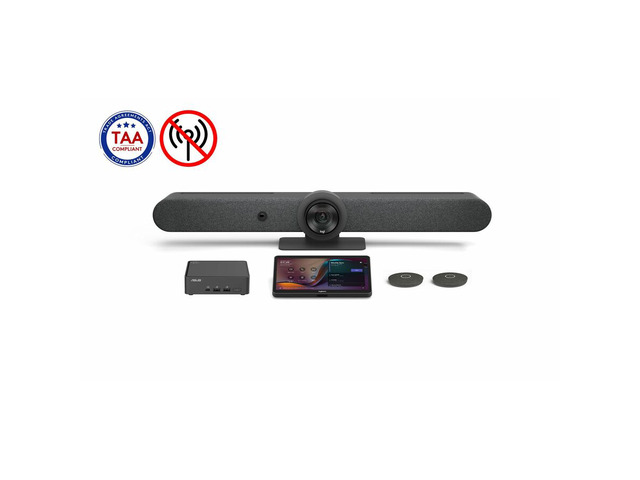 Logitech Rally Bar No-Radio + Tap + 2 Mic Pods for Microsoft Teams Rooms Video Conferencing Equipment Kit - TAPRBGMSTTAA-NR2