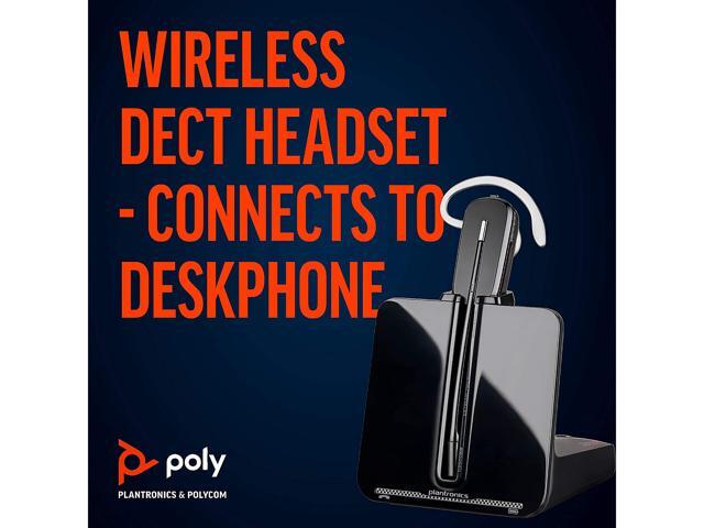 Poly - CS540 Wireless DECT Headset (Plantronics) - Single Ear (Mono) Convertible (3 wearing styles) - Connects to Desk Phone - Noise Canceling...