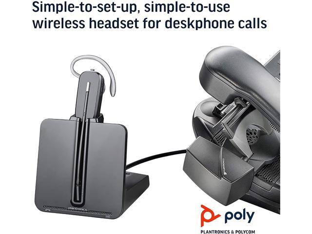 Poly - CS540 Wireless DECT Headset (Plantronics) - Single Ear (Mono) Convertible (3 wearing styles) - Connects to Desk Phone - Noise Canceling...