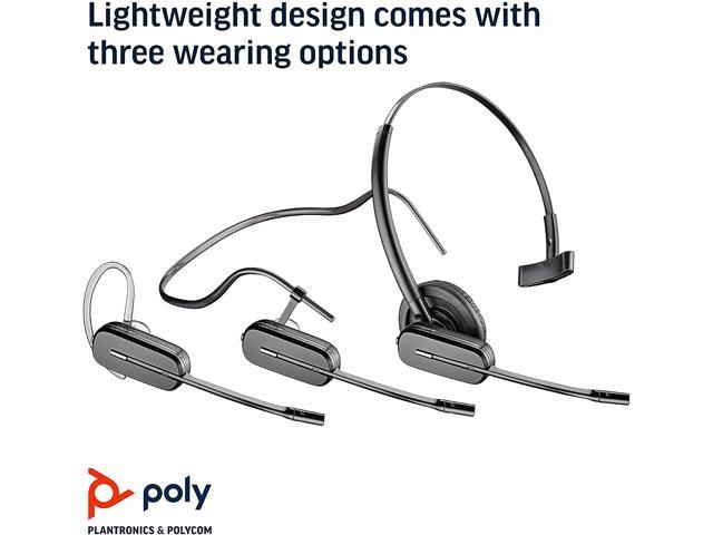 Poly - CS540 Wireless DECT Headset (Plantronics) - Single Ear (Mono) Convertible (3 wearing styles) - Connects to Desk Phone - Noise Canceling...