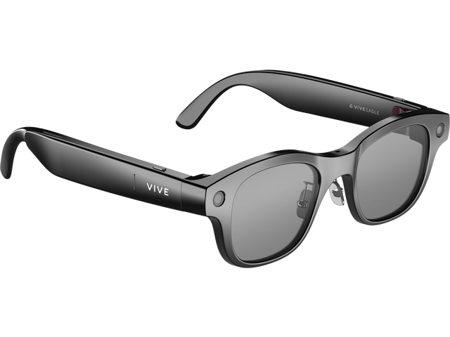 VIVE Eagle AI Glasses - Square (Wayfarer), Black, Adaptive Lens